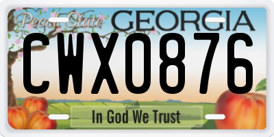GA license plate CWX0876