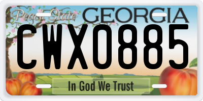 GA license plate CWX0885