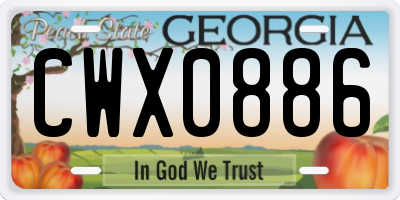 GA license plate CWX0886