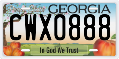GA license plate CWX0888