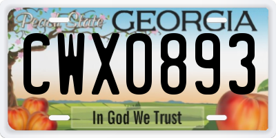 GA license plate CWX0893