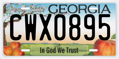 GA license plate CWX0895
