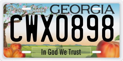 GA license plate CWX0898