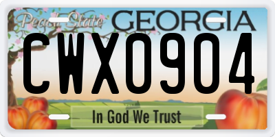 GA license plate CWX0904