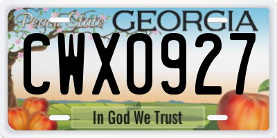 GA license plate CWX0927