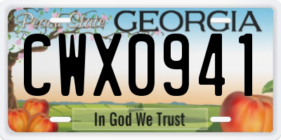 GA license plate CWX0941