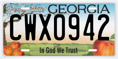 GA license plate CWX0942
