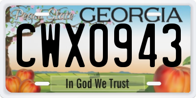 GA license plate CWX0943