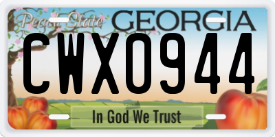 GA license plate CWX0944