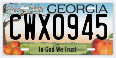 GA license plate CWX0945
