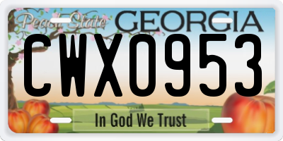 GA license plate CWX0953