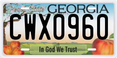 GA license plate CWX0960