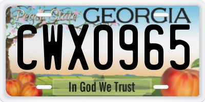 GA license plate CWX0965
