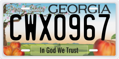 GA license plate CWX0967