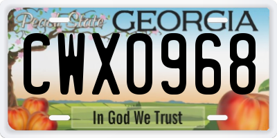 GA license plate CWX0968
