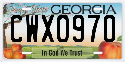 GA license plate CWX0970