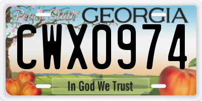 GA license plate CWX0974