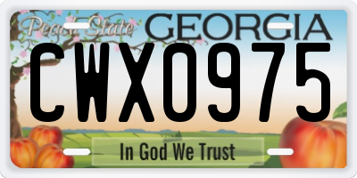 GA license plate CWX0975