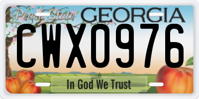 GA license plate CWX0976