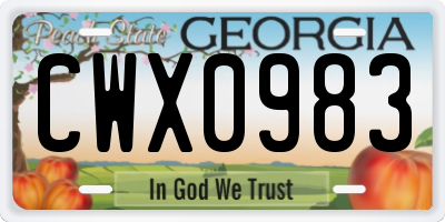 GA license plate CWX0983