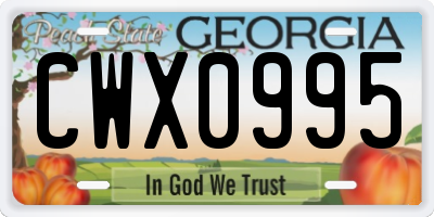 GA license plate CWX0995