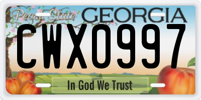 GA license plate CWX0997