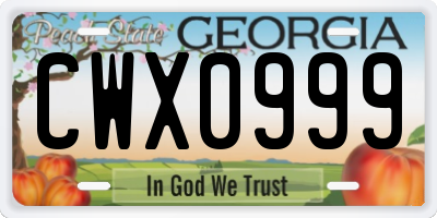 GA license plate CWX0999