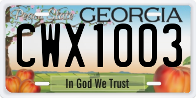 GA license plate CWX1003