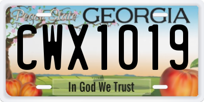 GA license plate CWX1019