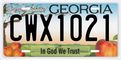 GA license plate CWX1021