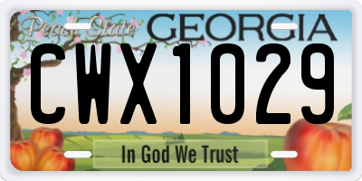 GA license plate CWX1029