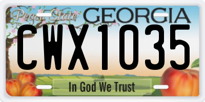 GA license plate CWX1035