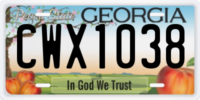 GA license plate CWX1038