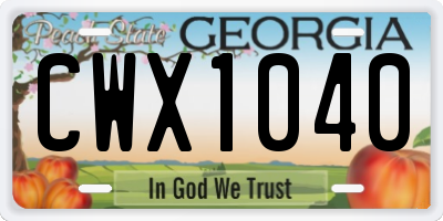 GA license plate CWX1040