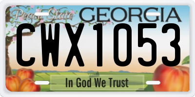 GA license plate CWX1053