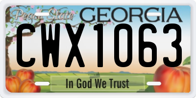 GA license plate CWX1063
