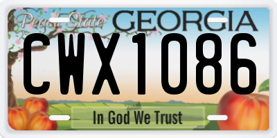 GA license plate CWX1086