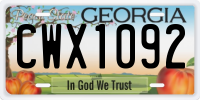 GA license plate CWX1092