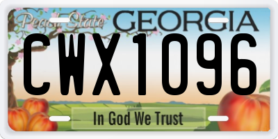 GA license plate CWX1096