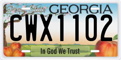 GA license plate CWX1102