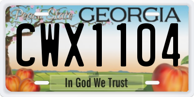 GA license plate CWX1104