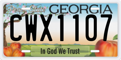 GA license plate CWX1107