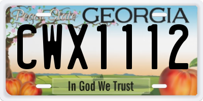 GA license plate CWX1112