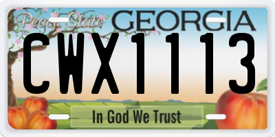 GA license plate CWX1113