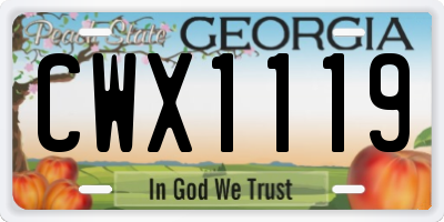 GA license plate CWX1119