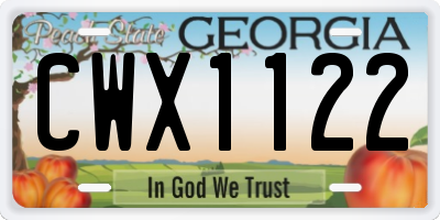 GA license plate CWX1122
