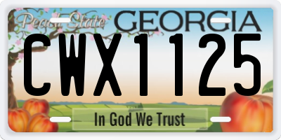 GA license plate CWX1125