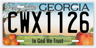 GA license plate CWX1126
