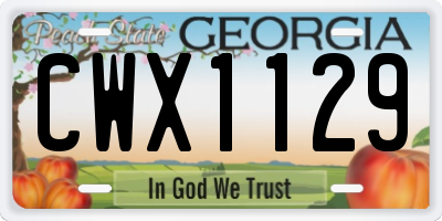 GA license plate CWX1129