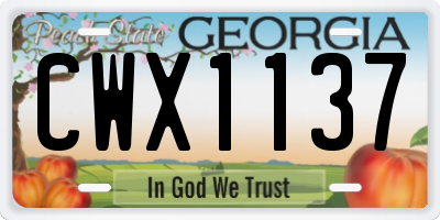 GA license plate CWX1137